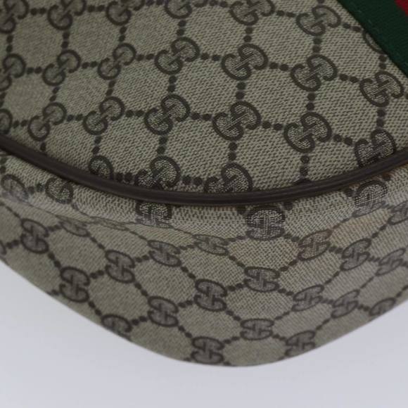GUCCI GG Supreme Web Sherry Line Shoulder Bag PVC Leather Beige Gold Auth 88635 - Picture 15 of 16